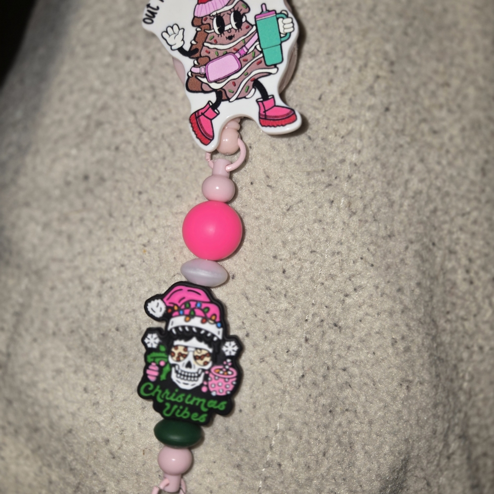 Christmas Vibes Beaded Badge Reel